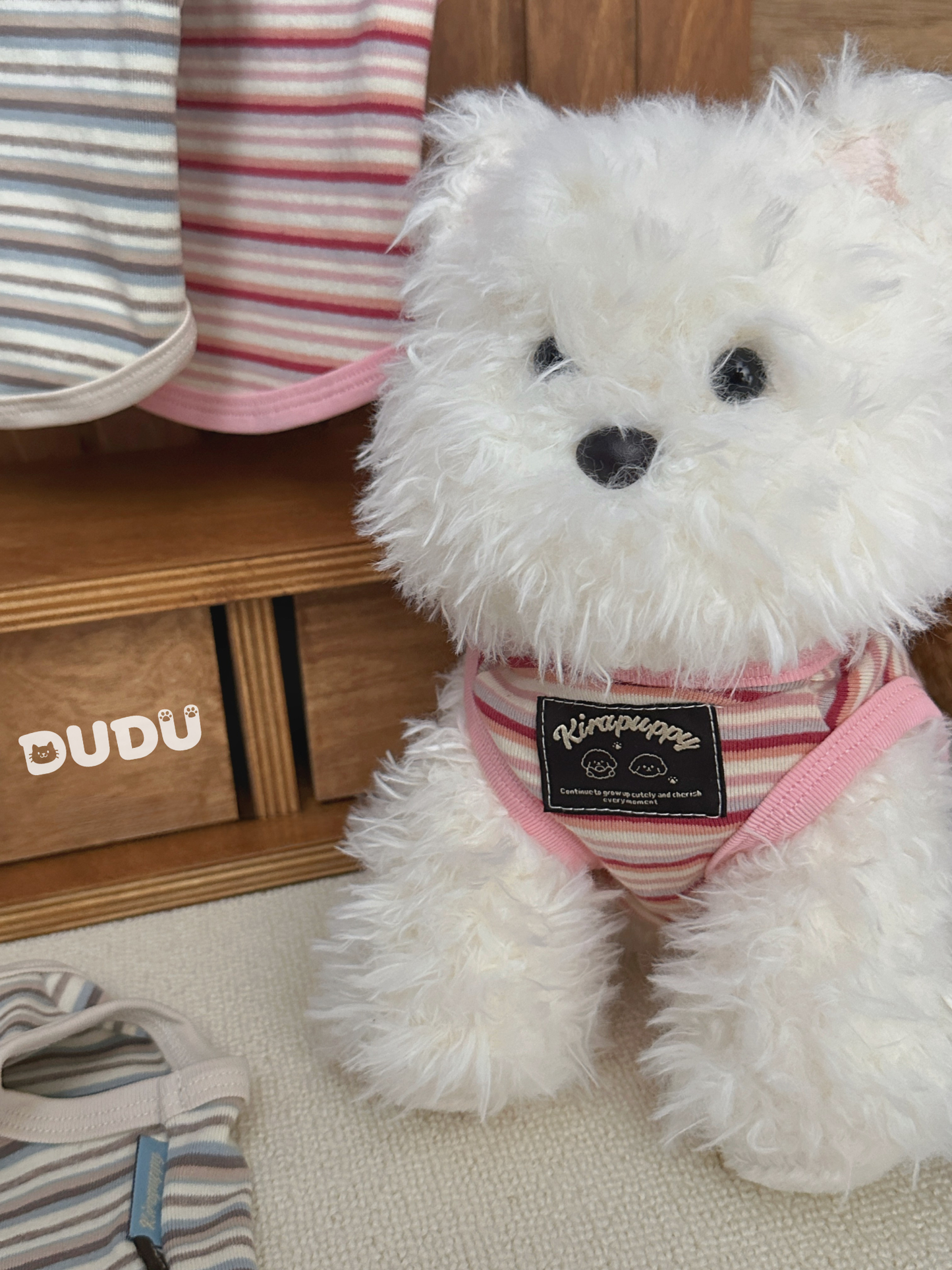 【DUDU Handcrafted】Berry Sweetheart · Soft Knit Stripe Pet Vest