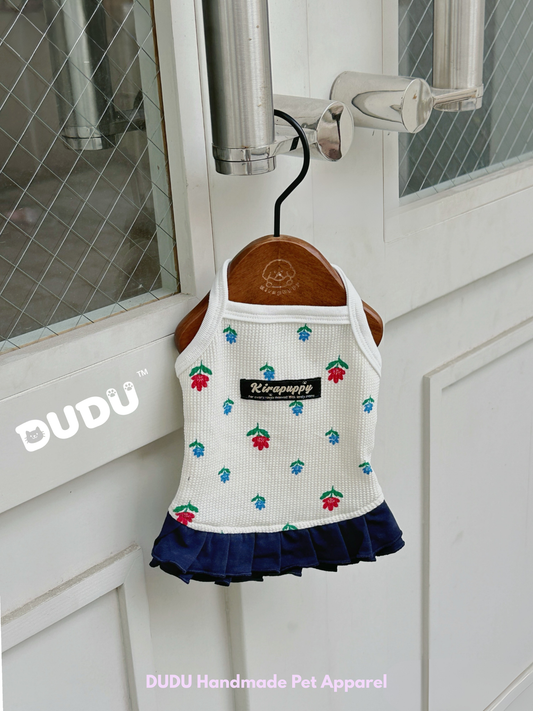 【DUDU Handcrafted】Garden Secret · Floral Knit Layered Pet Dress