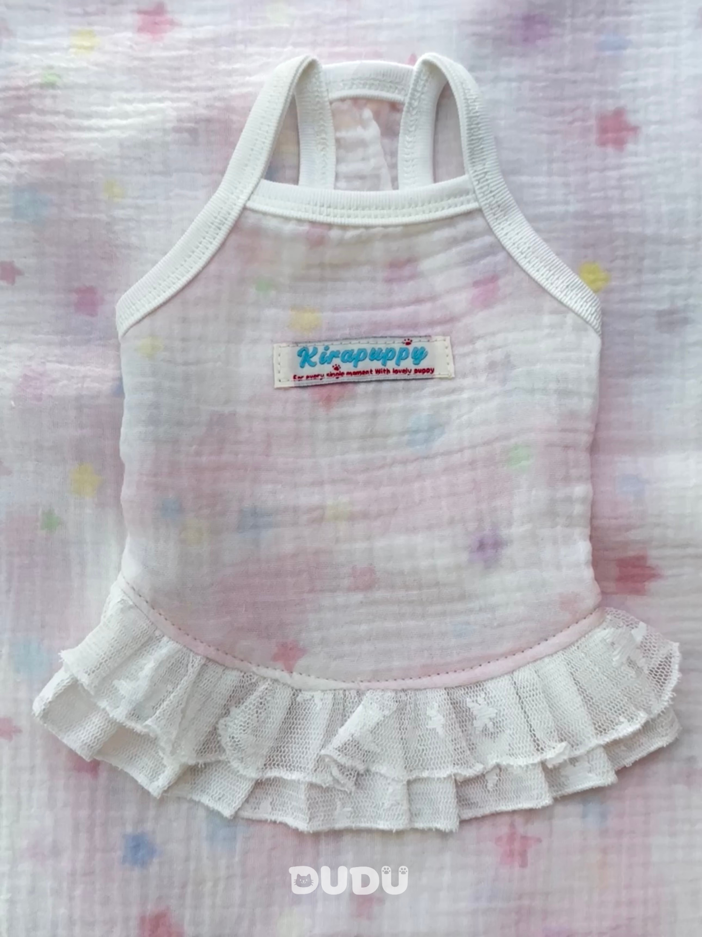 【DUDU Handcrafted】Sweetberry Veil · Ultra-Soft Double-Gauze Pet Camisole Dress