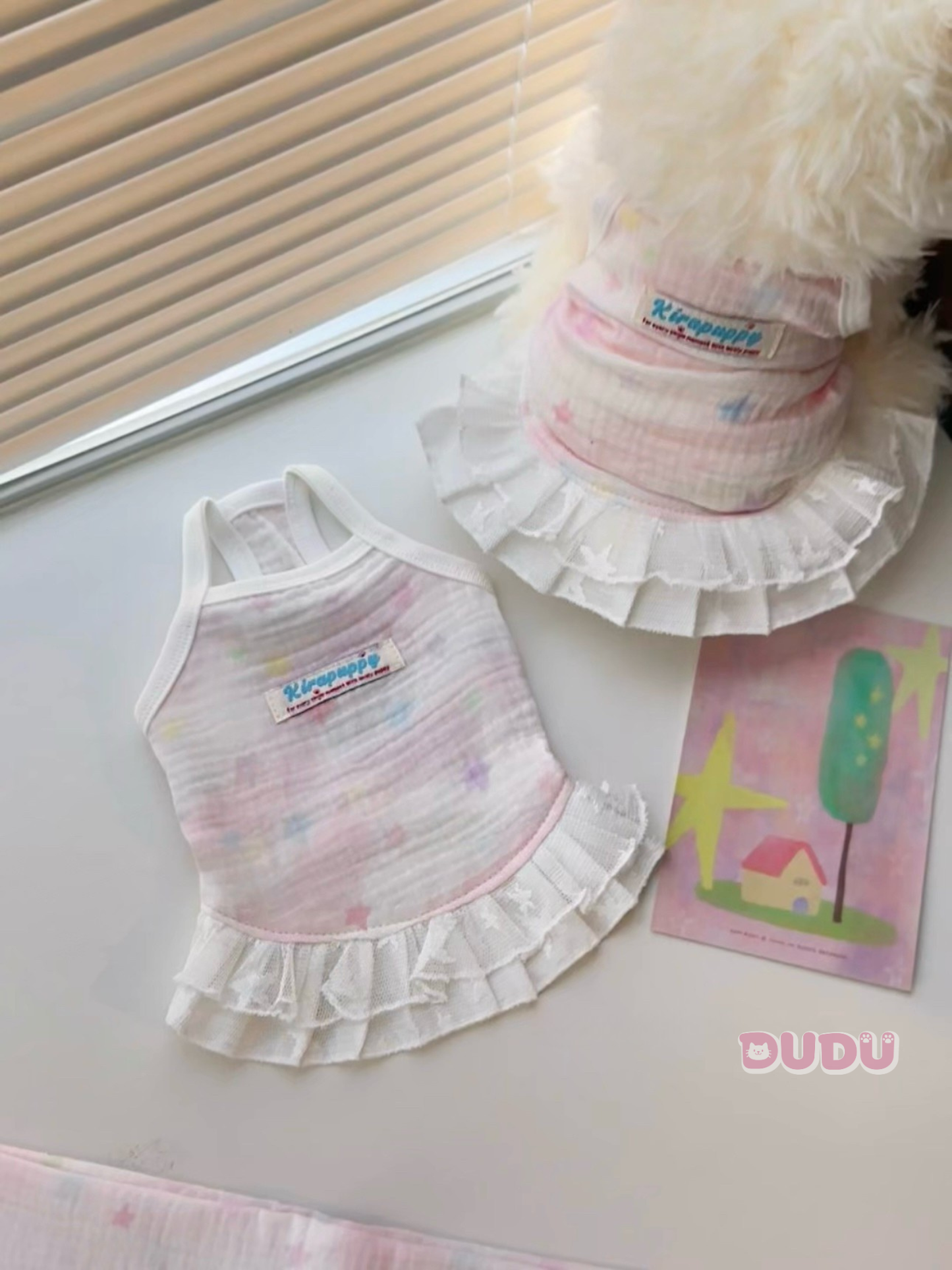 【DUDU Handcrafted】Sweetberry Veil · Ultra-Soft Double-Gauze Pet Camisole Dress