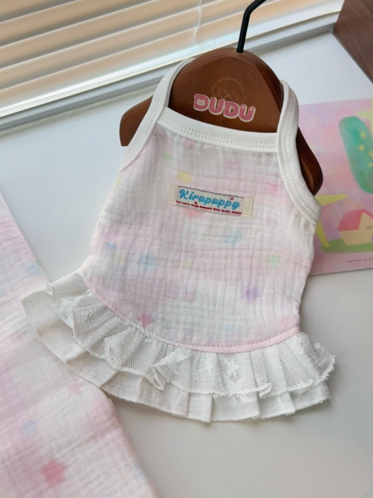 【DUDU Handcrafted】Sweetberry Veil · Ultra-Soft Double-Gauze Pet Camisole Dress