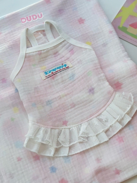 【DUDU Handcrafted】Sweetberry Veil · Ultra-Soft Double-Gauze Pet Camisole Dress