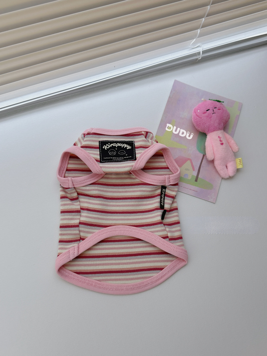 【DUDU Handcrafted】Berry Sweetheart · Soft Knit Stripe Pet Vest