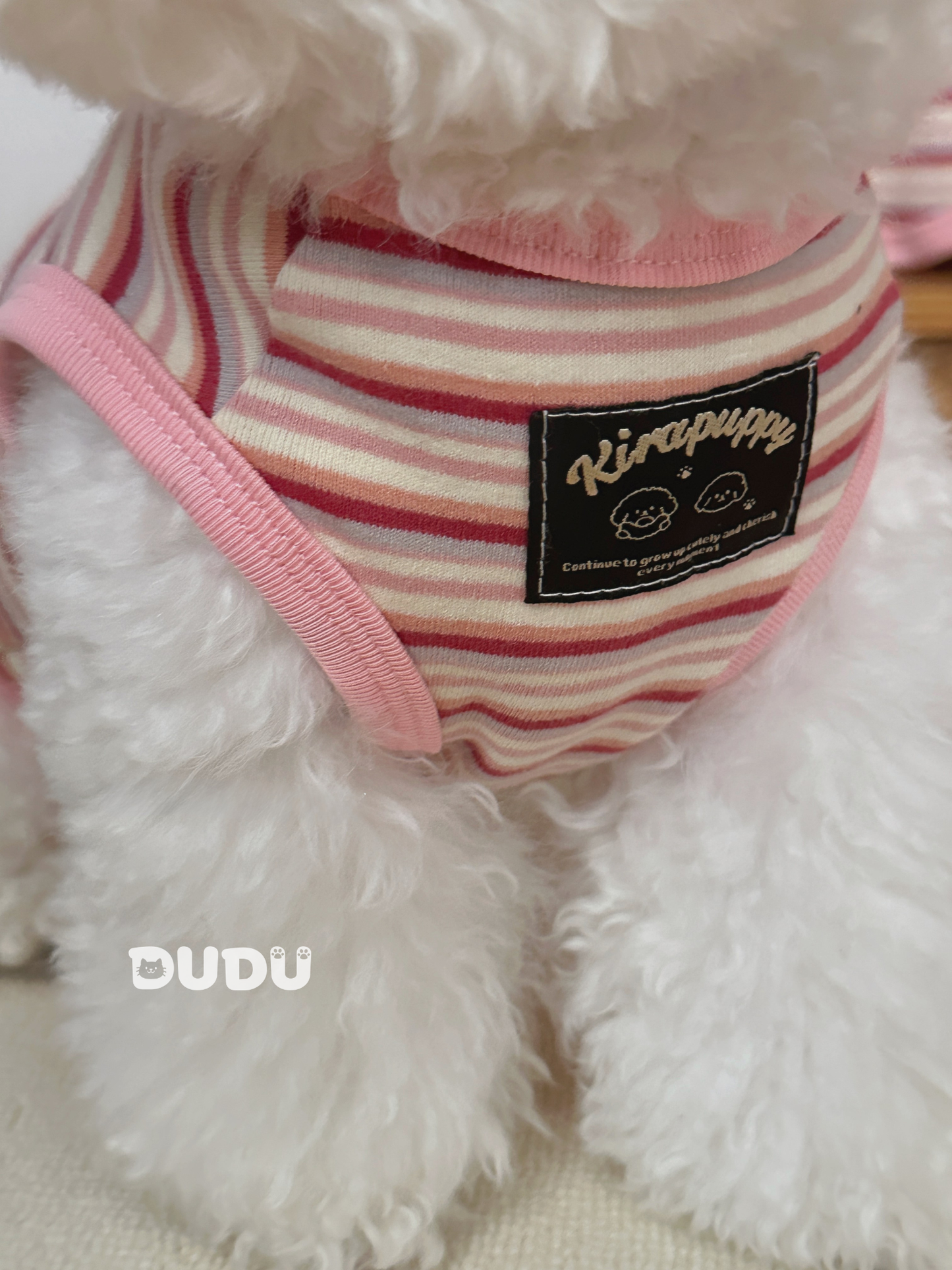 【DUDU Handcrafted】Berry Sweetheart · Soft Knit Stripe Pet Vest