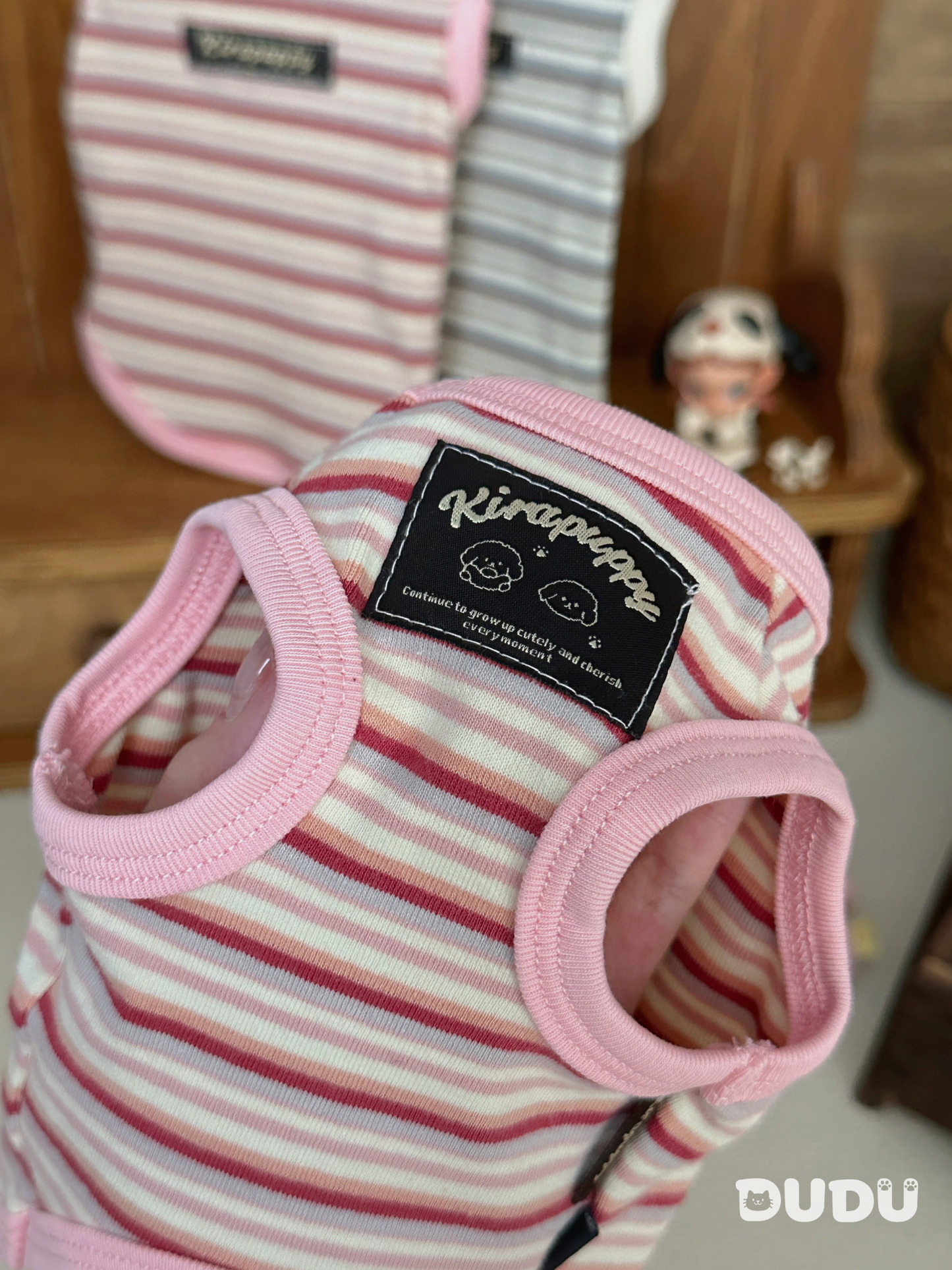 【DUDU Handcrafted】Berry Sweetheart · Soft Knit Stripe Pet Vest