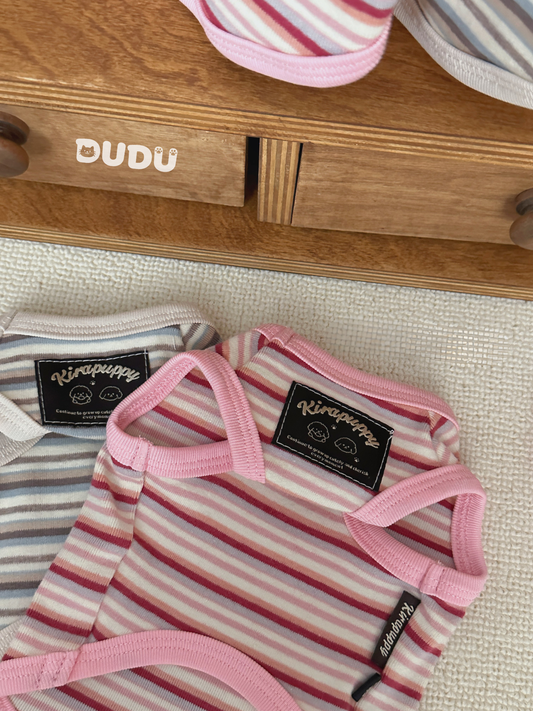 【DUDU Handcrafted】Berry Sweetheart · Soft Knit Stripe Pet Vest