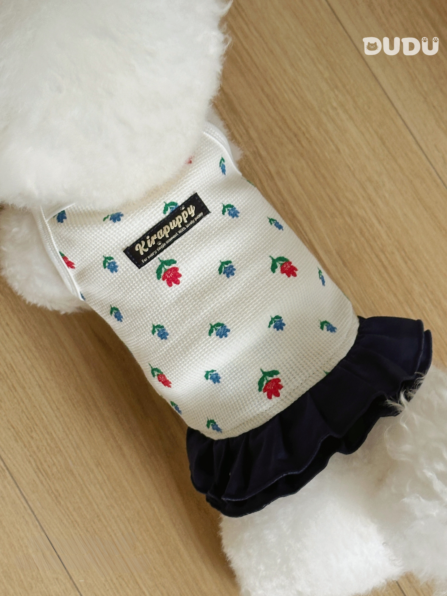 【DUDU Handcrafted】Garden Secret · Floral Knit Layered Pet Dress