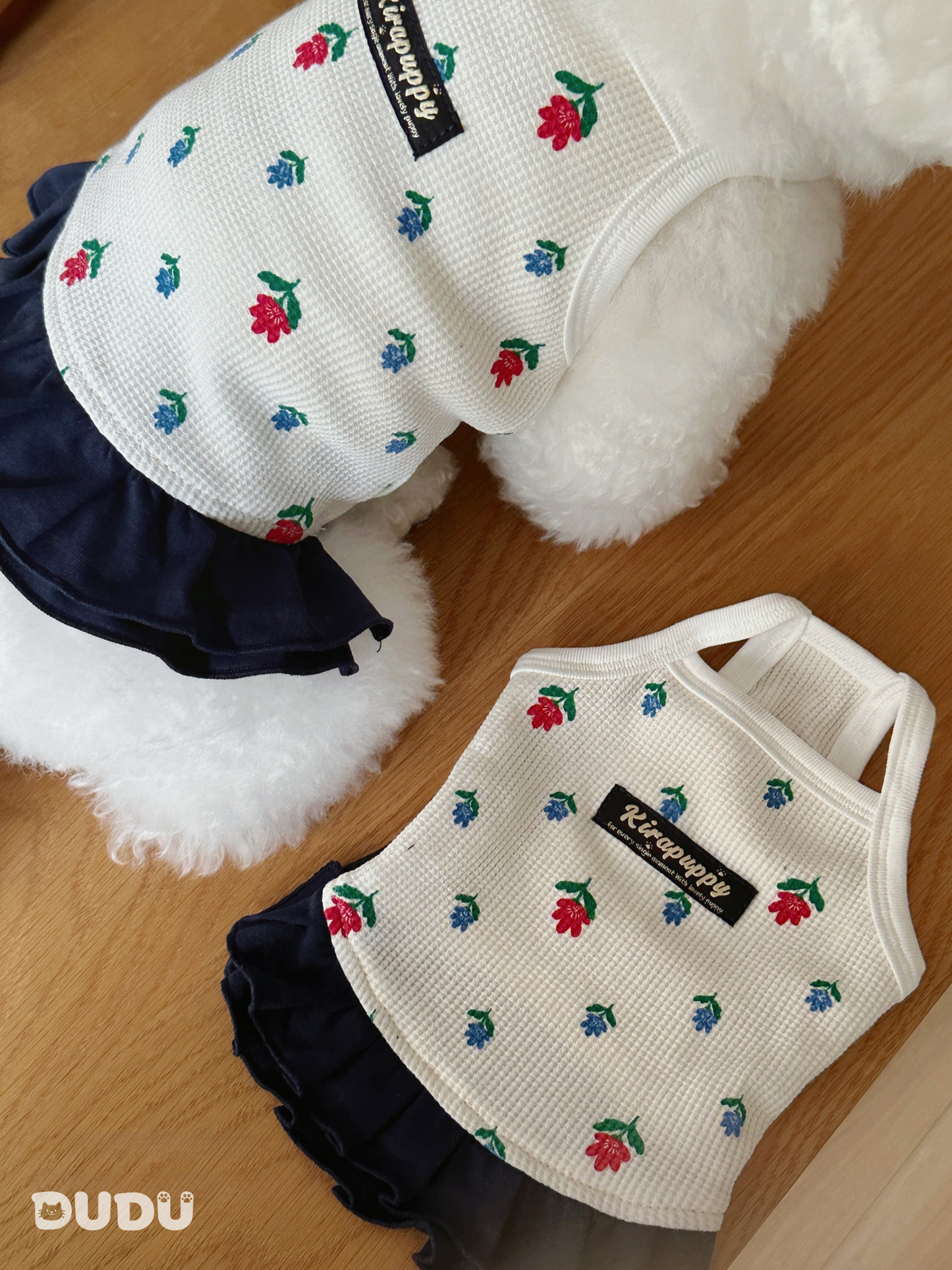 【DUDU Handcrafted】Garden Secret · Floral Knit Layered Pet Dress