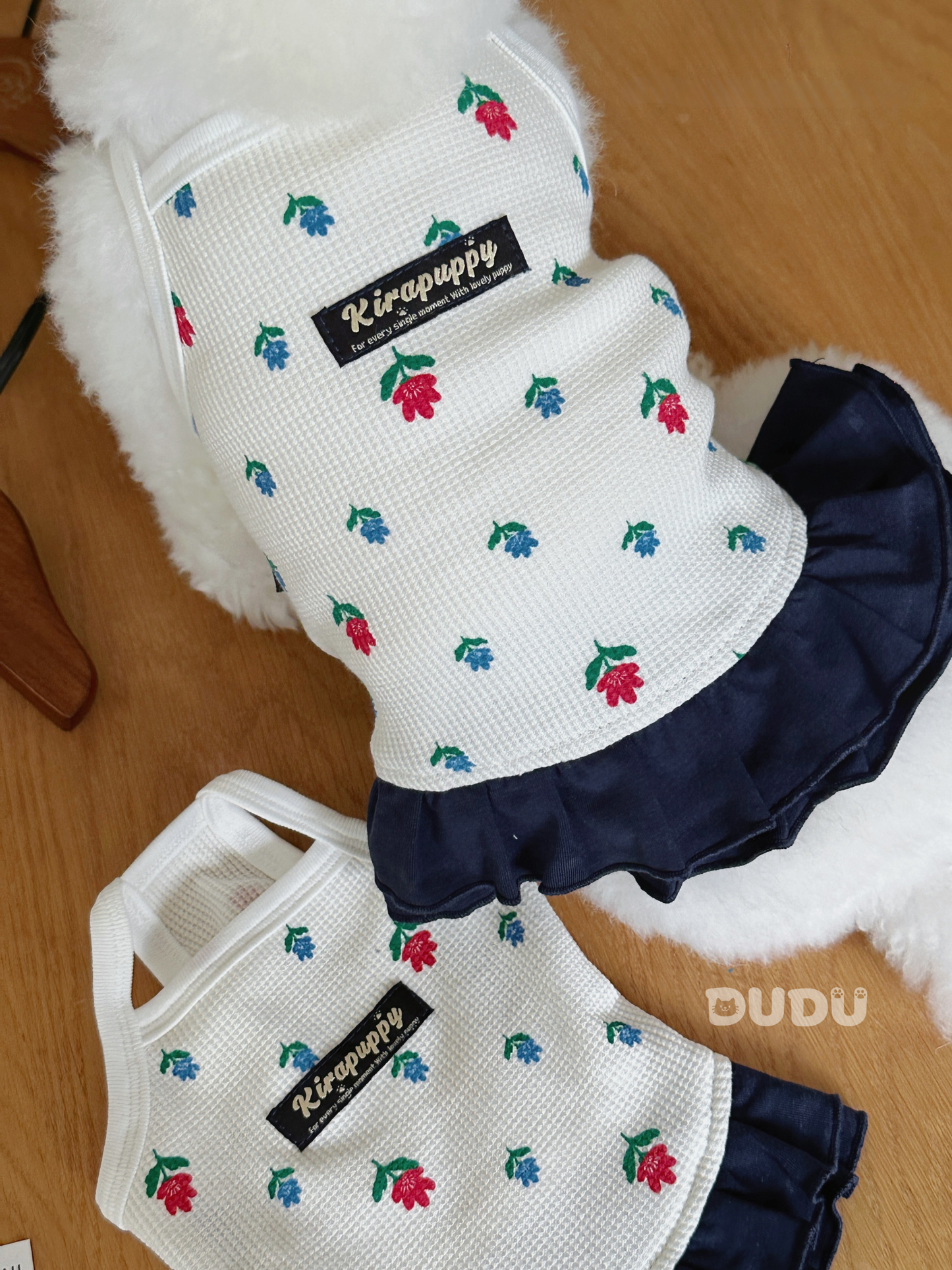 【DUDU Handcrafted】Garden Secret · Floral Knit Layered Pet Dress