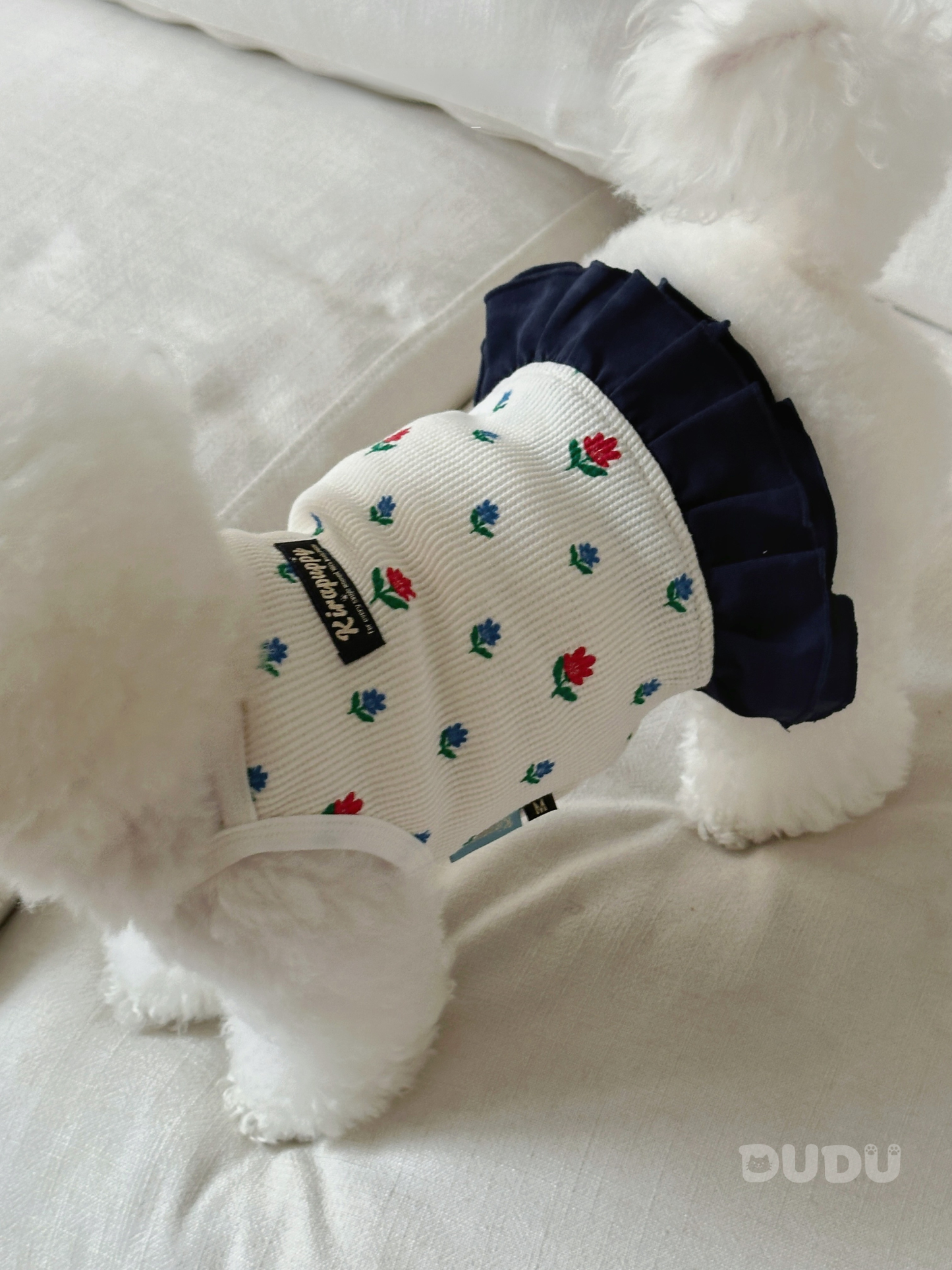 【DUDU Handcrafted】Garden Secret · Floral Knit Layered Pet Dress